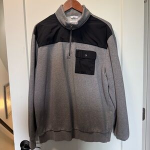 Calvin Klein Men’s Soft Touch Fleece‎ Grey Black Quarter Zip Sweatshirt Pullover